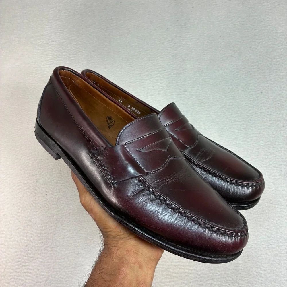 Allen Edmonds Walden Penny Loafers Men 11 Brown Leather Business Dress Made USA
